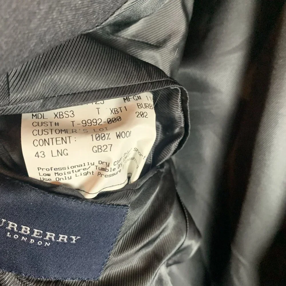 Burberry Blazer Jacket Men's 43 L Gray Wool Single Breasted Notch Lapel 8252‎